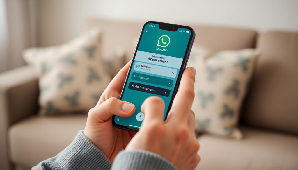 Pessoa agendando consulta com psiquiatra Omint pelo celular