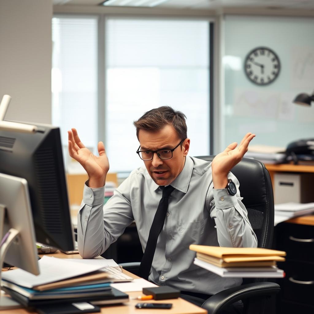 Pessoa irritada e estressada no ambiente de trabalho