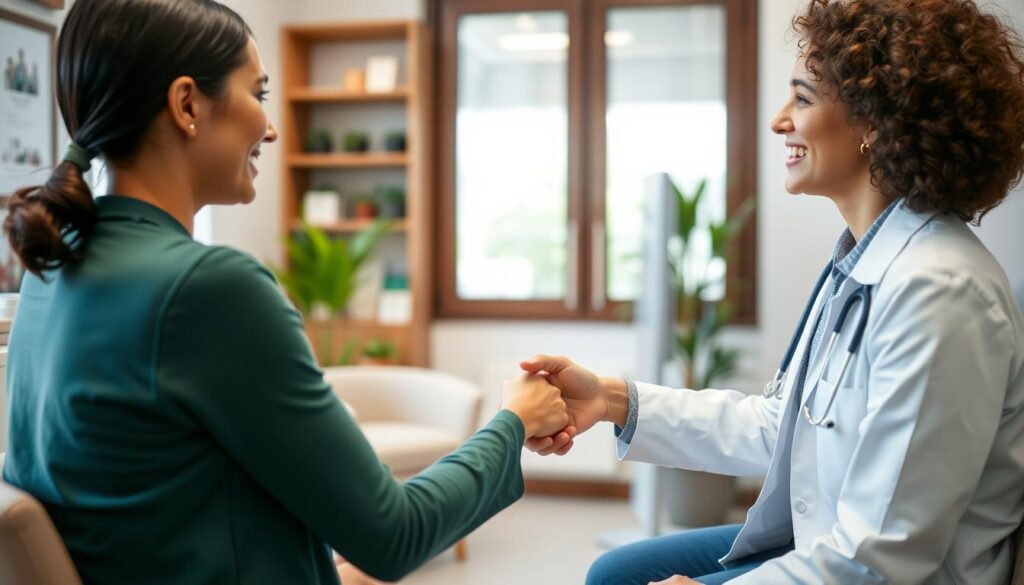 Psiquiatra Omint acolhendo paciente em primeira consulta na Clínica Azzi